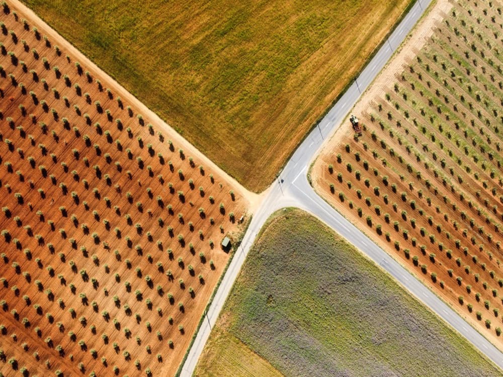 Aerial Farm Crossroads by Primož Kožuh — canvas wall art