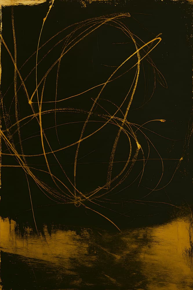 Golden Abstract Strokes by HUGO — canvas wall art