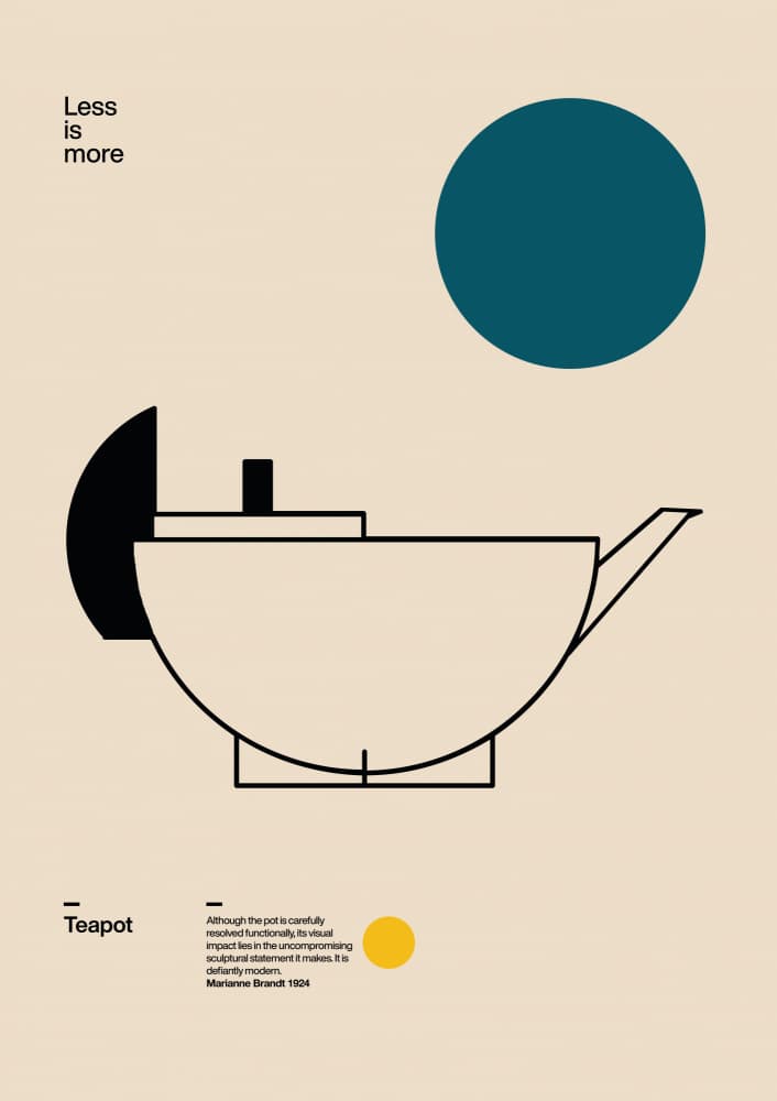 Sleek Bauhaus Teapot by David Vineïs — canvas wall art