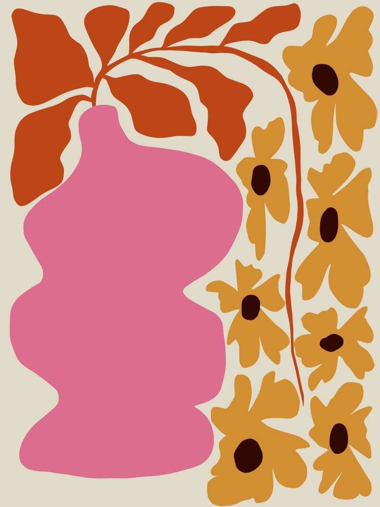 Modern Floral Still Life by Miho Art Studio — canvas wall art