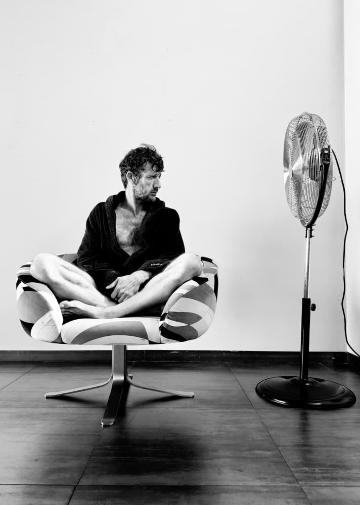 Contemplative Man Fan by Davide Barzaghi — canvas wall art