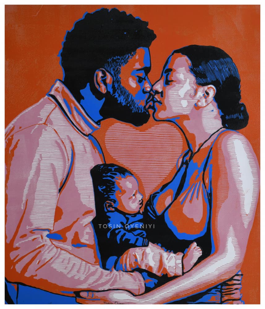 Modern Family Kiss by Tosin Oyeniyi — canvas wall art