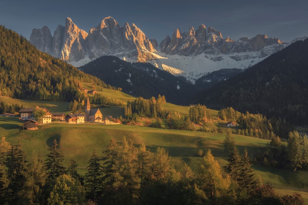 Alpine Village Golden Light by Thomas de Franzoni — canvas wall art