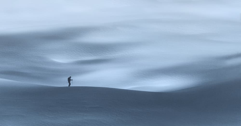 Solitary Snow Trekker by Uschi Hermann — canvas wall art