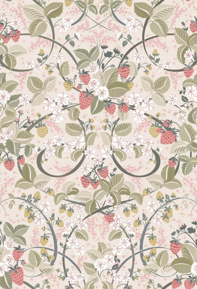 Elegant Strawberry Pattern by Annick — canvas wall art