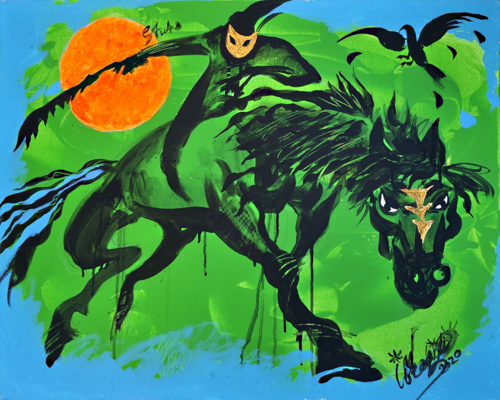 Masked Rider Wild Horse by Kanat Ibragimov — canvas wall art