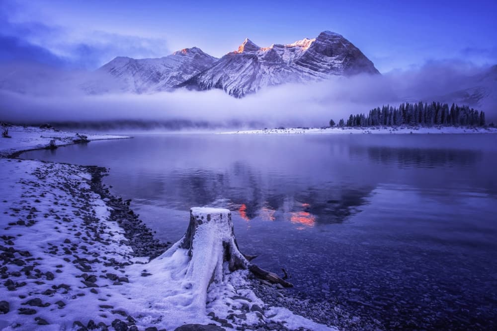 Winter Mountain Sunrise by Lisa Zhang — canvas wall art