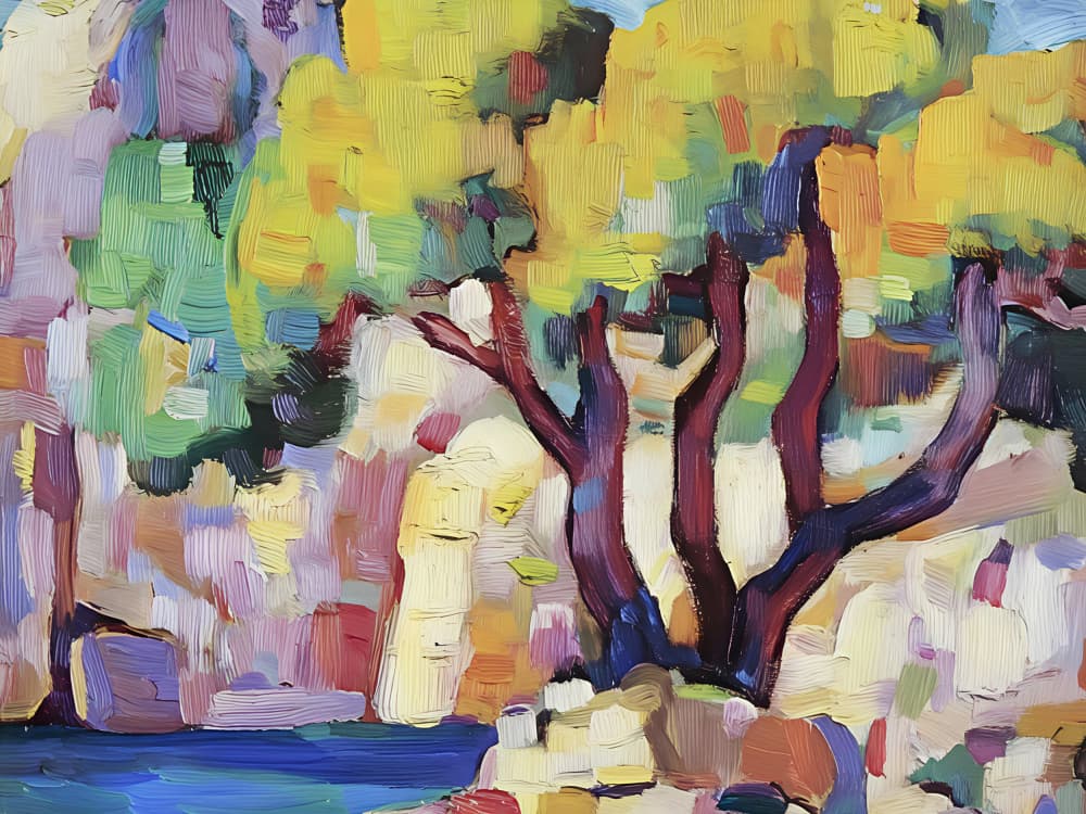 Vibrant Trees and Water by Avanesova Elena — canvas wall art