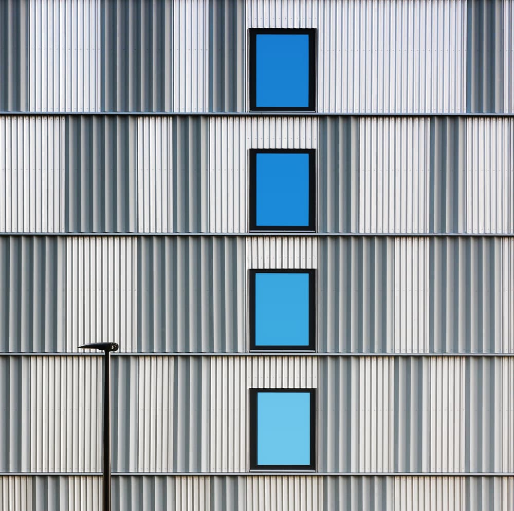 Geometric Blue Windows by Hans-Wolfgang Hawerkamp — canvas wall art