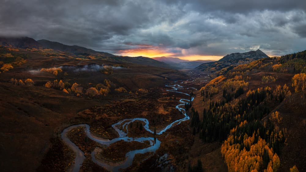 Autumn River Valley Sunset by John Fan — canvas wall art