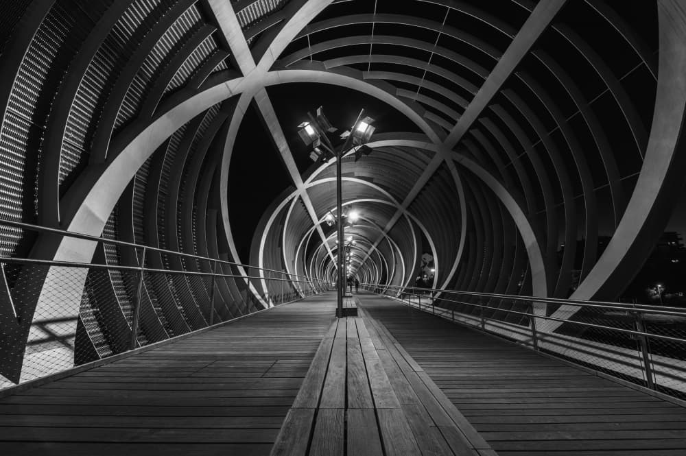 Illuminated Geometric Tunnel by Jean Vandijck — canvas wall art