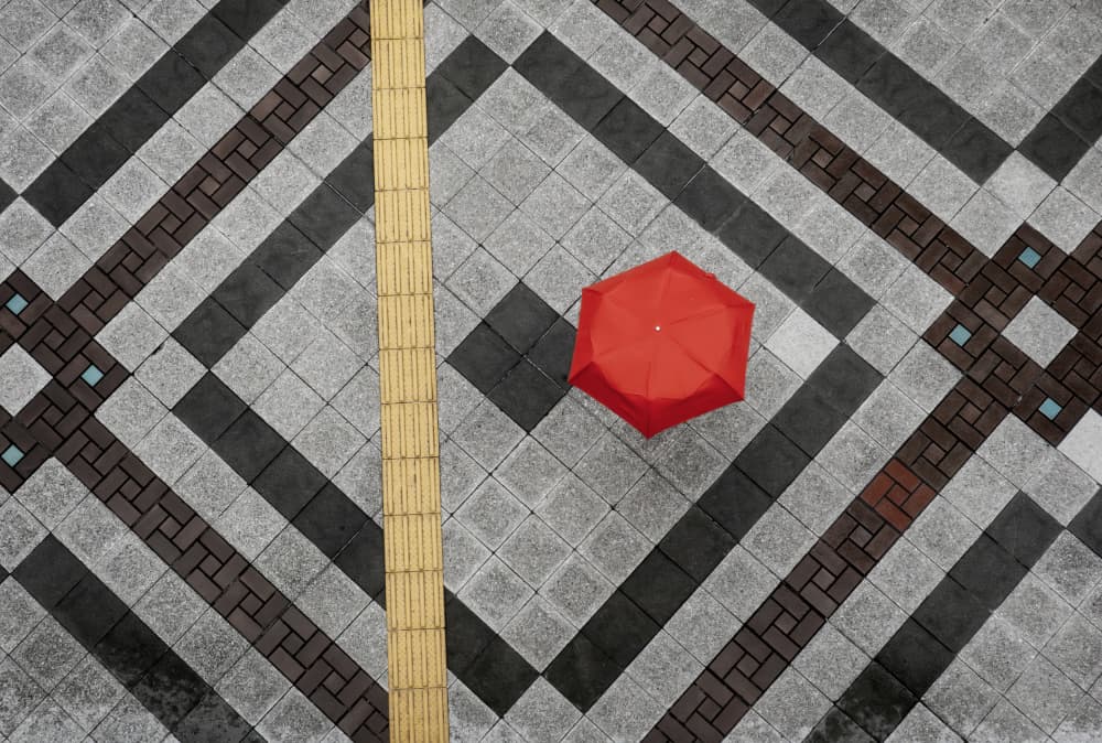 Bright Red Umbrella by Haruyo Sakamoto — canvas wall art