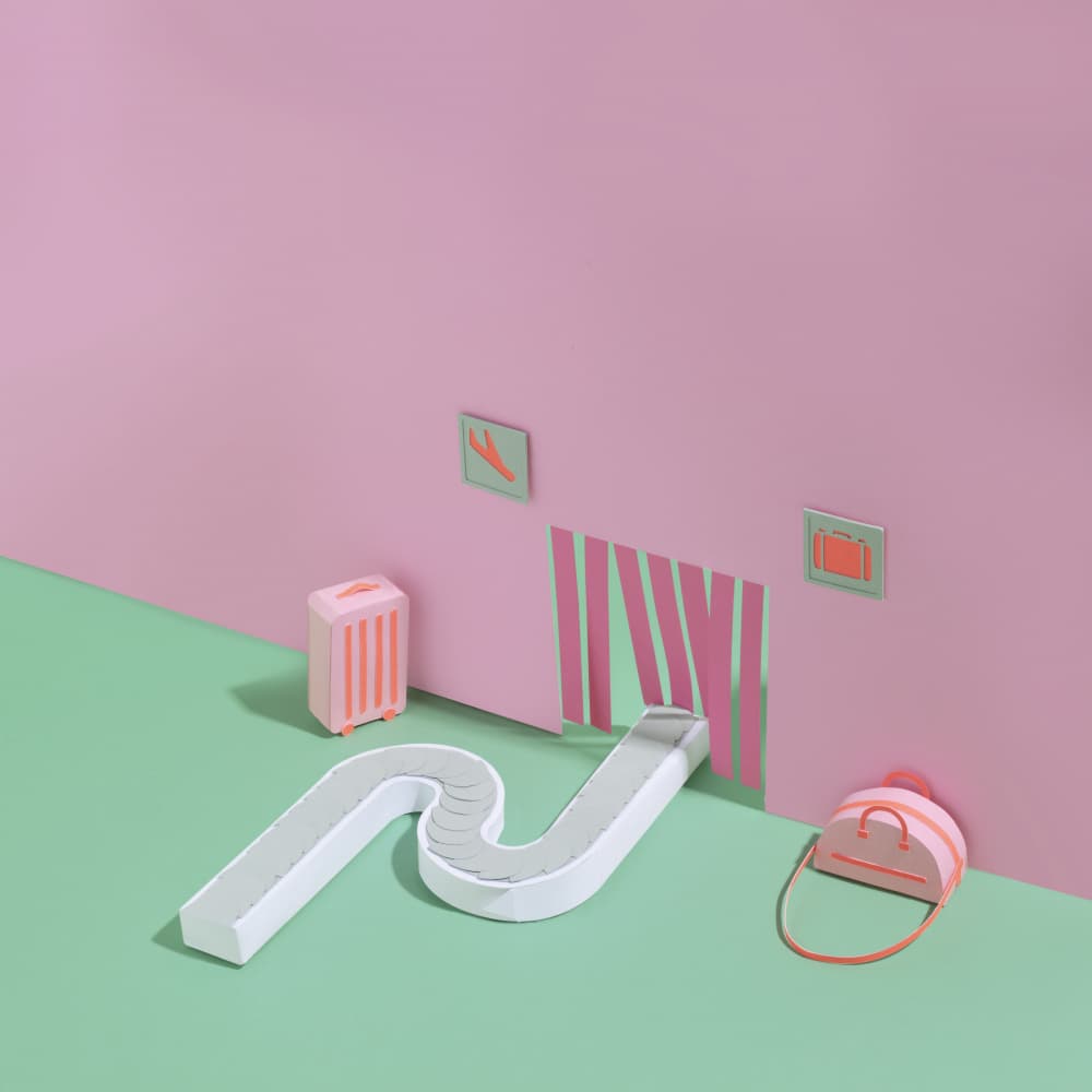 Pastel Airport Journey by Julia Ramiro — canvas wall art