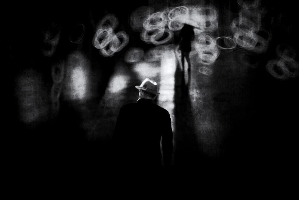 Shadowy Man Rainy Night by Teruhiko Tsuchida — canvas wall art