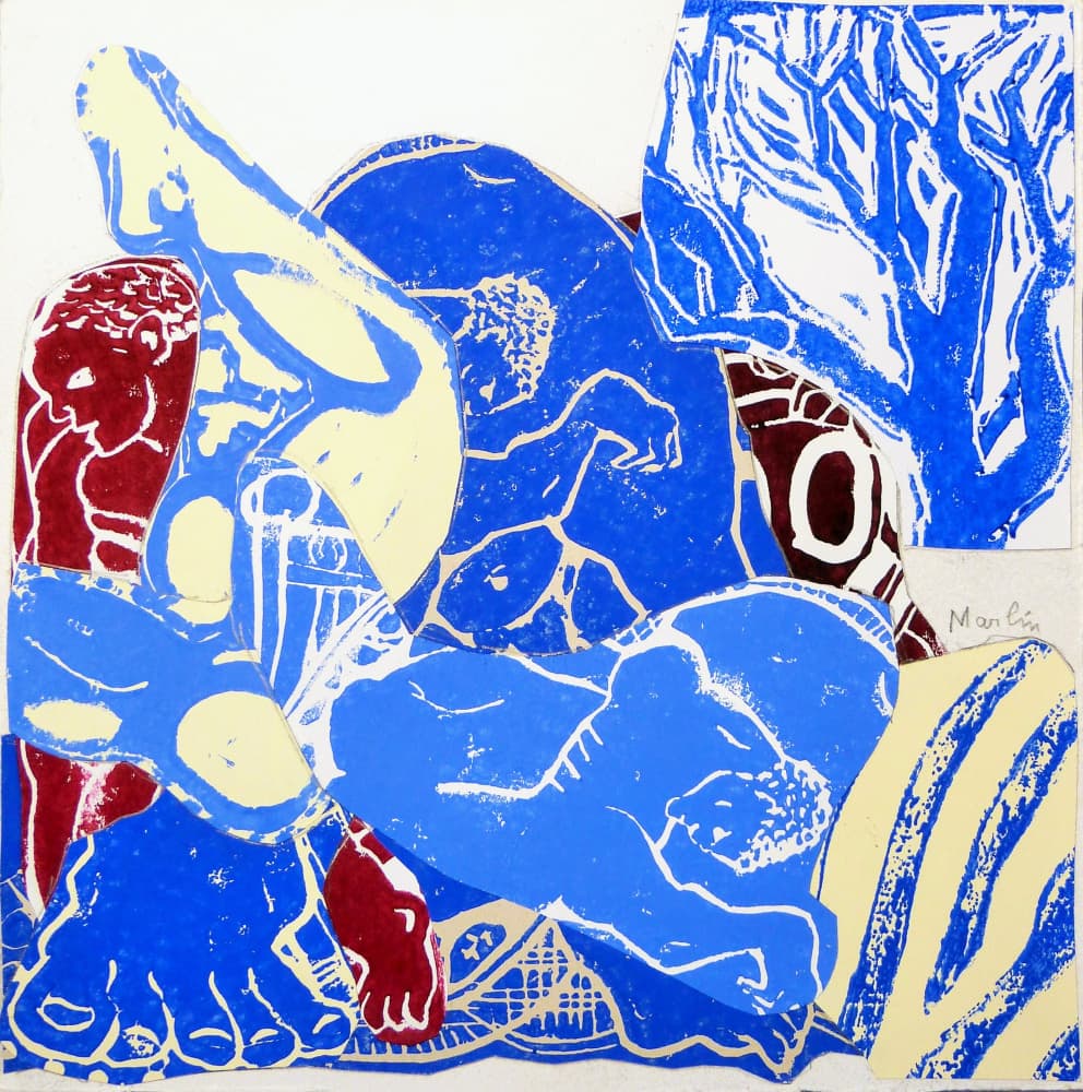 Dynamic Blue Figures by Pascal Marlin — canvas wall art