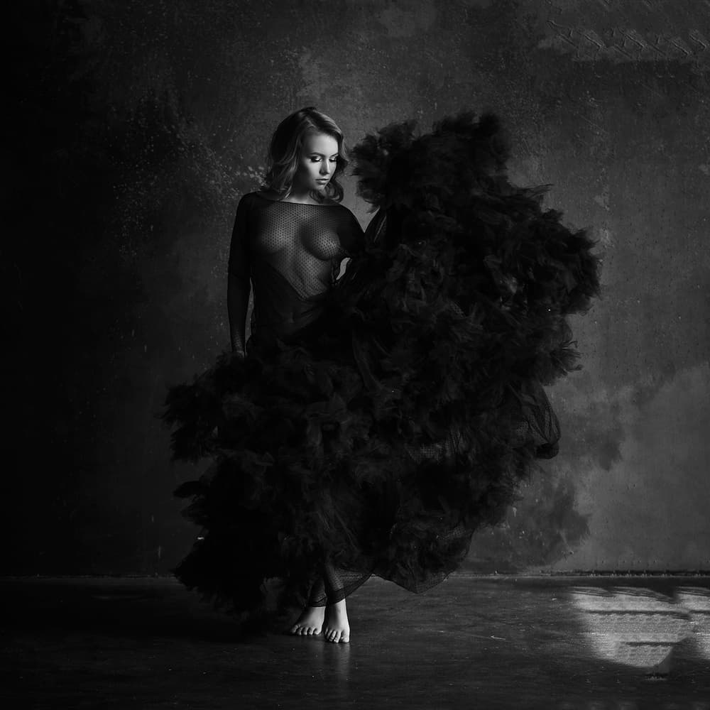 Moody Beauty In Black by Mike Darzi — canvas wall art