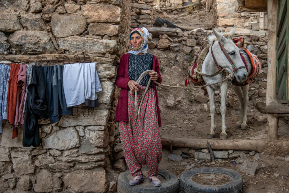 Rural Woman and Donkey by Corinne Spector — canvas wall art