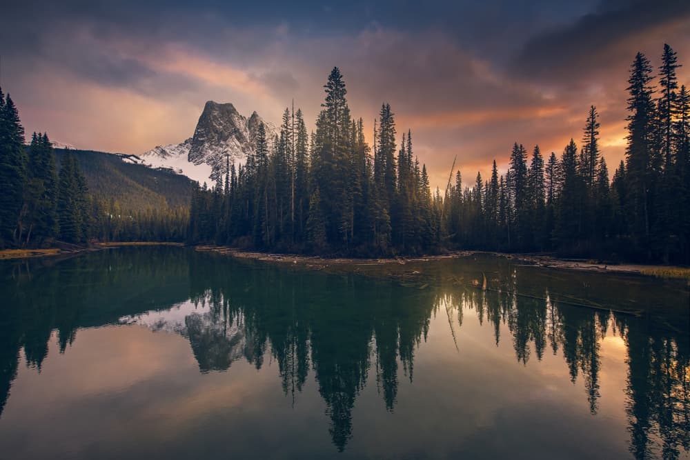 Majestic Mountain Lake Sunset by David Martin Castan — canvas wall art