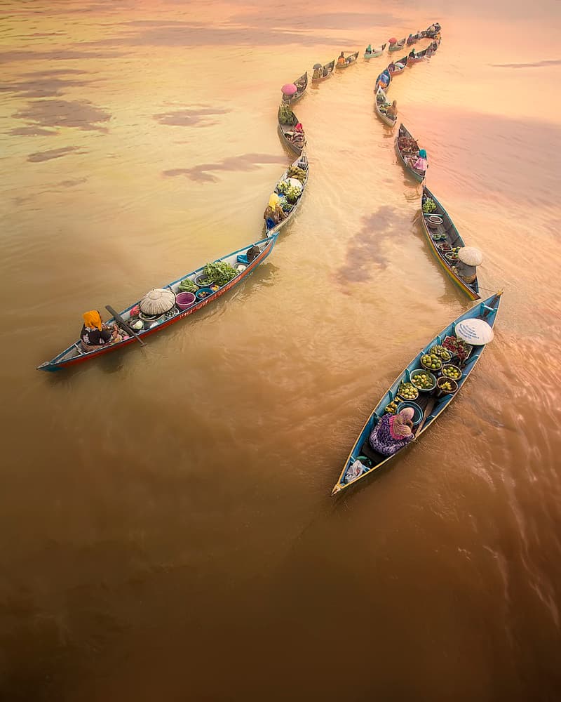 Golden River Market by Fauzan Maududdin — canvas wall art