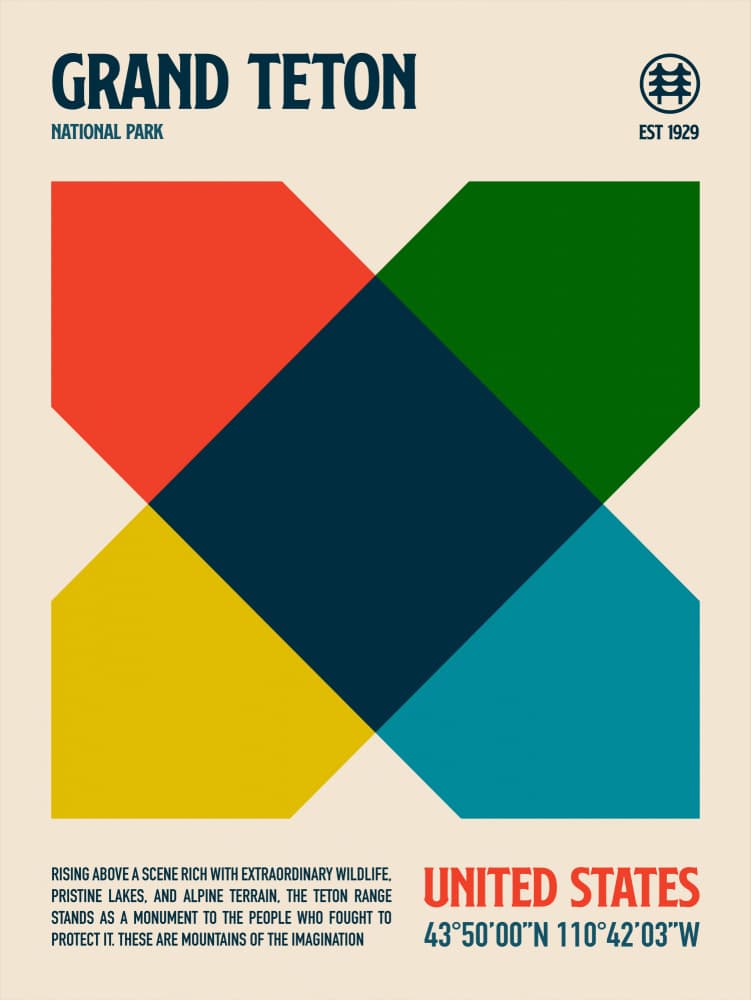 Grand Teton Geometric Abstract by Retrodrome — canvas wall art