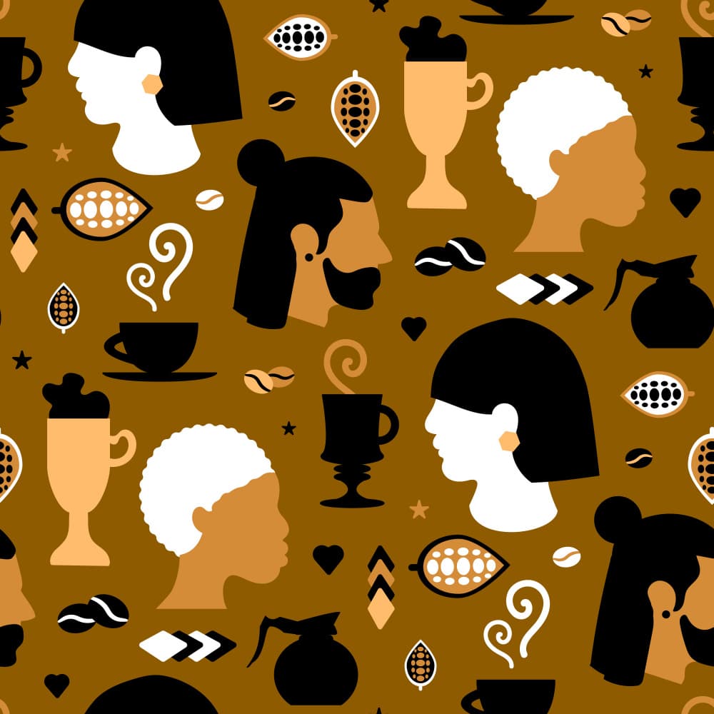 Coffee People Pattern by Marika Barsrsind β canvas wall art