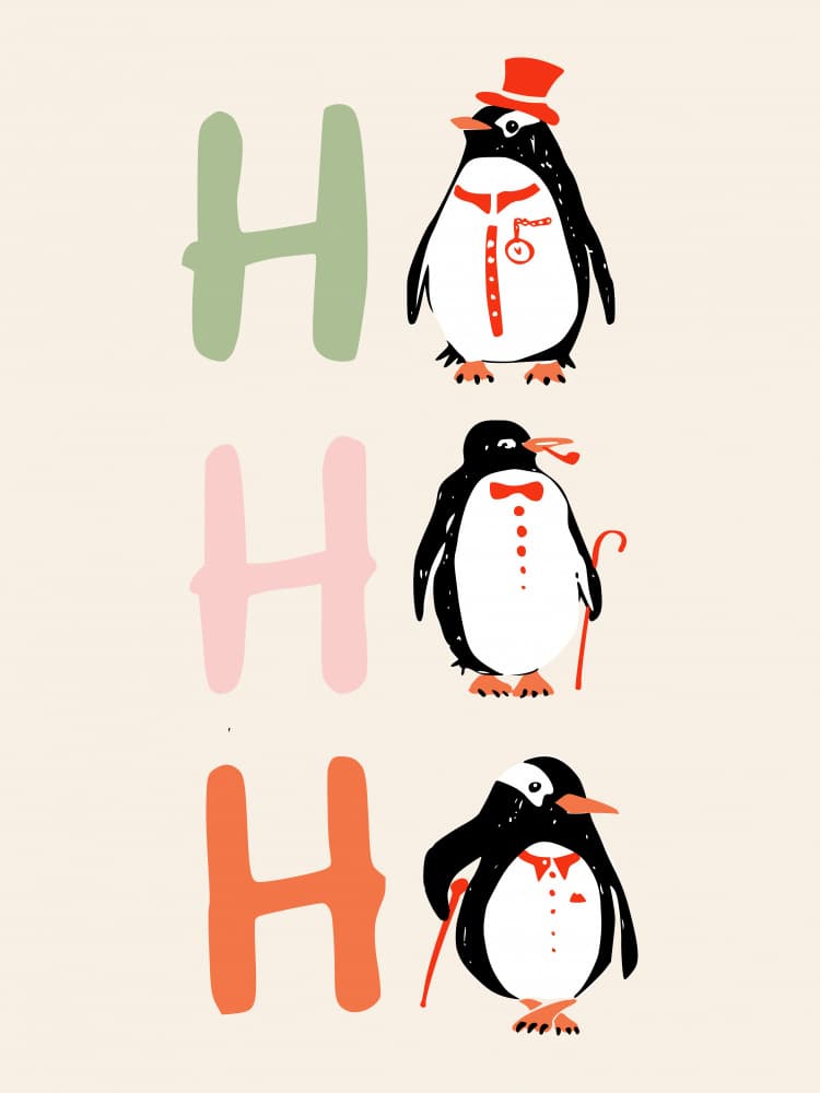 Dapper Christmas Penguins by Annick — canvas wall art