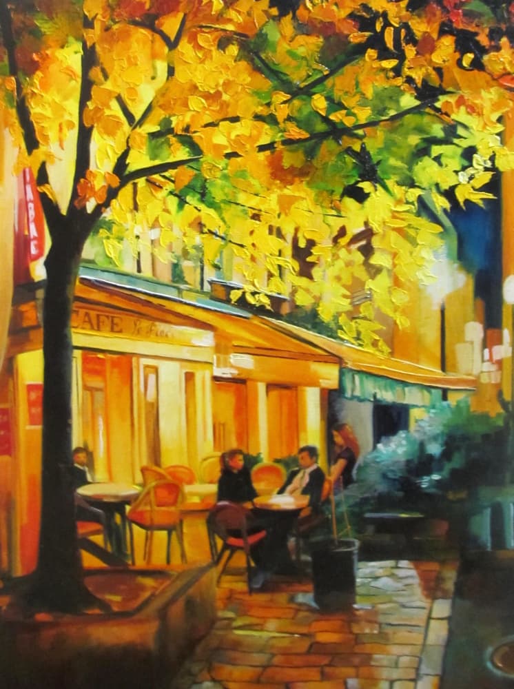 Autumn Evening Cafe by Maxine Shore — canvas wall art