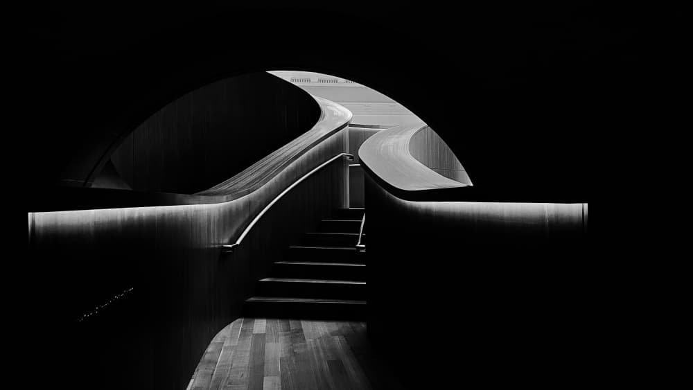 Elegant Curved Staircase by Emma Zhao — canvas wall art