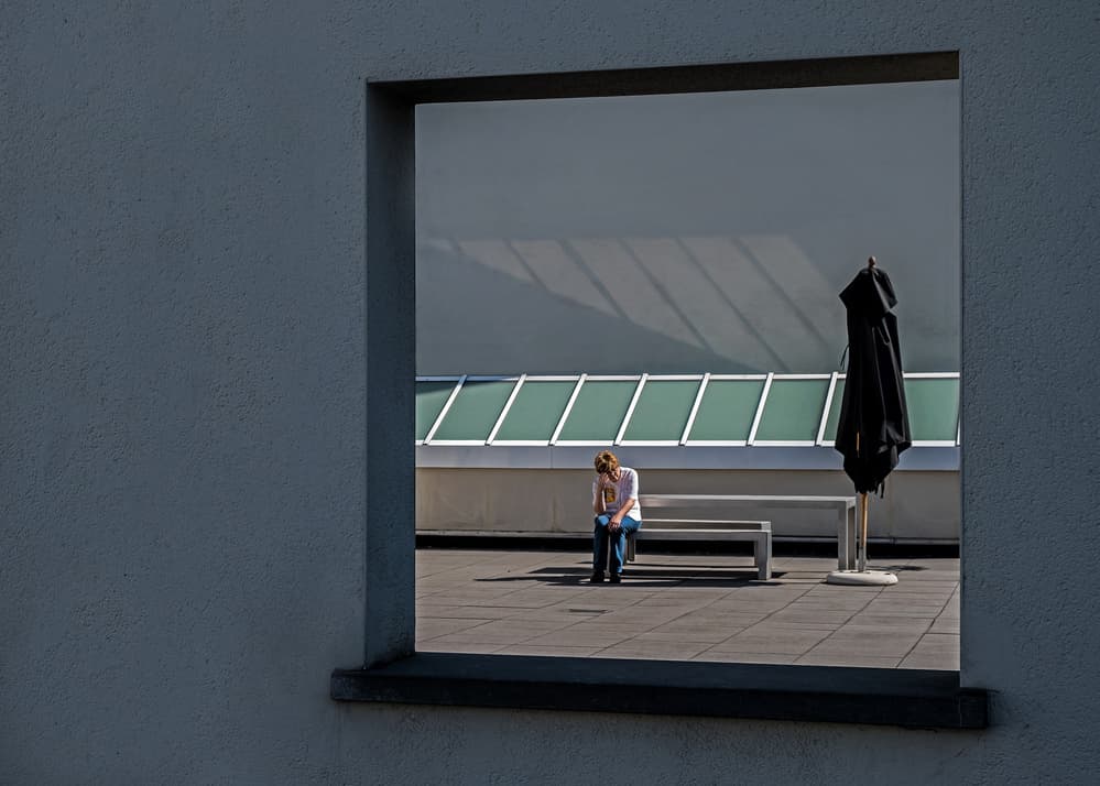 Woman Contemplating Urban View by Lus Joosten — canvas wall art