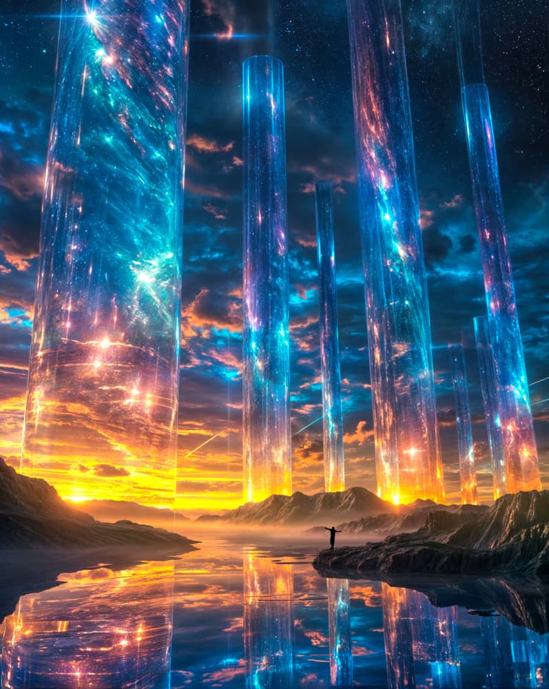 Luminous Pillars Reflection by Ritvik takkar — canvas wall art