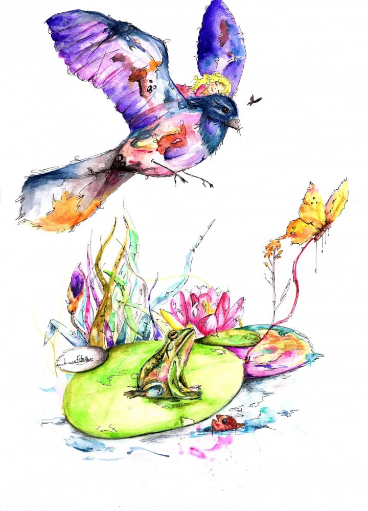 Whimsical Pond Life by Rikke Løndager Boisen — canvas wall art