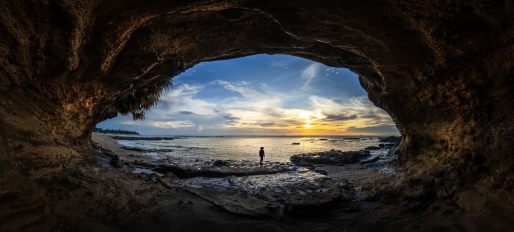 Ocean Sunset Cave by Irene Wu — canvas wall art
