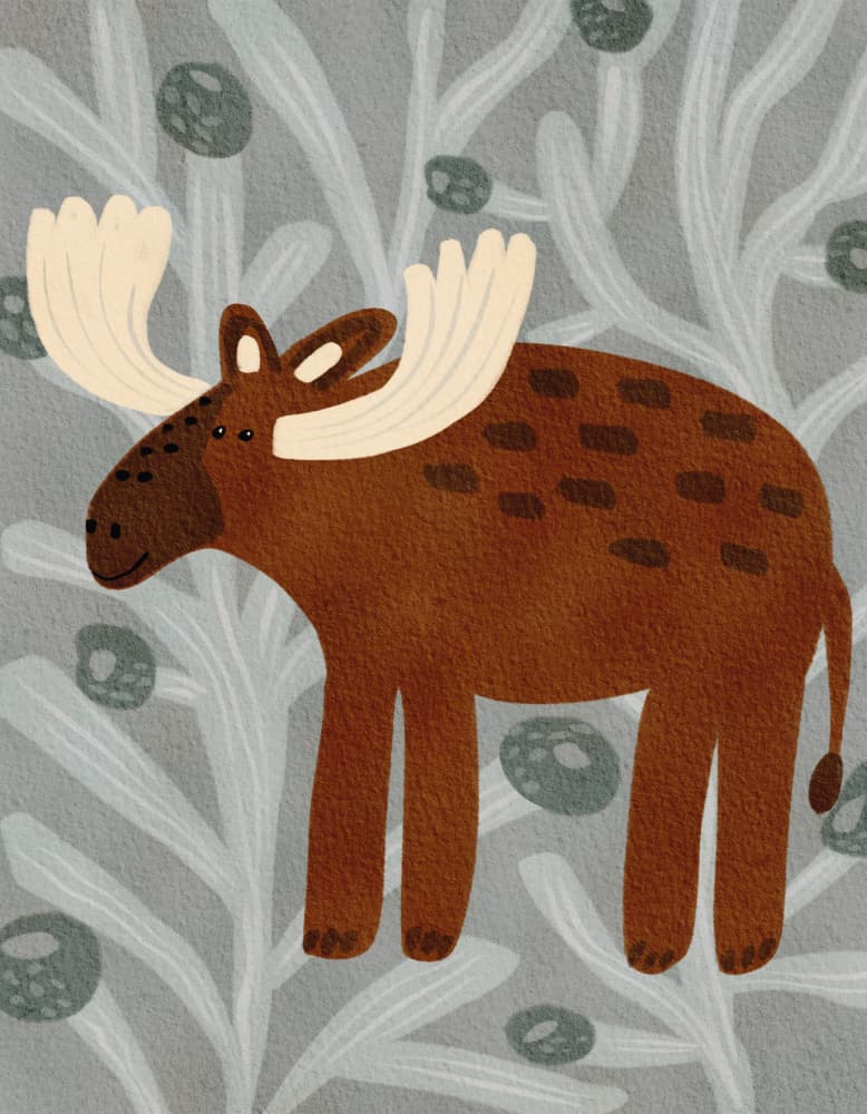 Cute Woodland Moose by Nikita Jariwala — canvas wall art