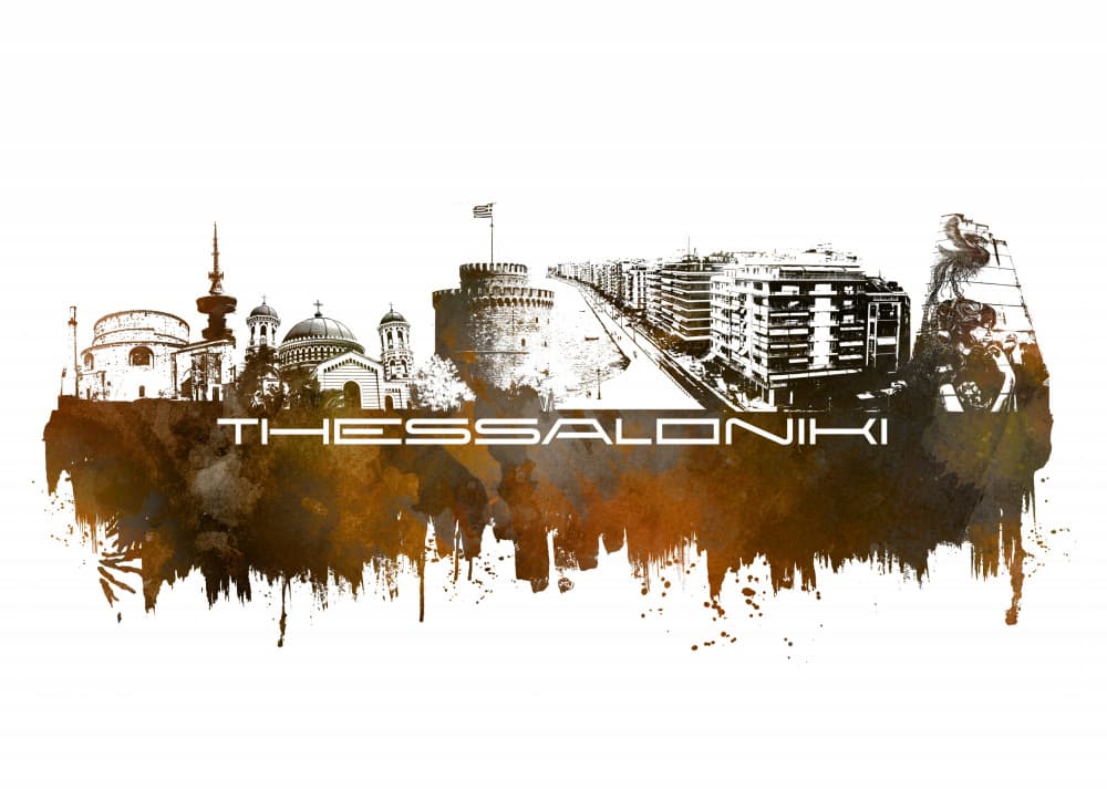 Thessaloniki Urban Illustration by Justyna Jaszke — canvas wall art