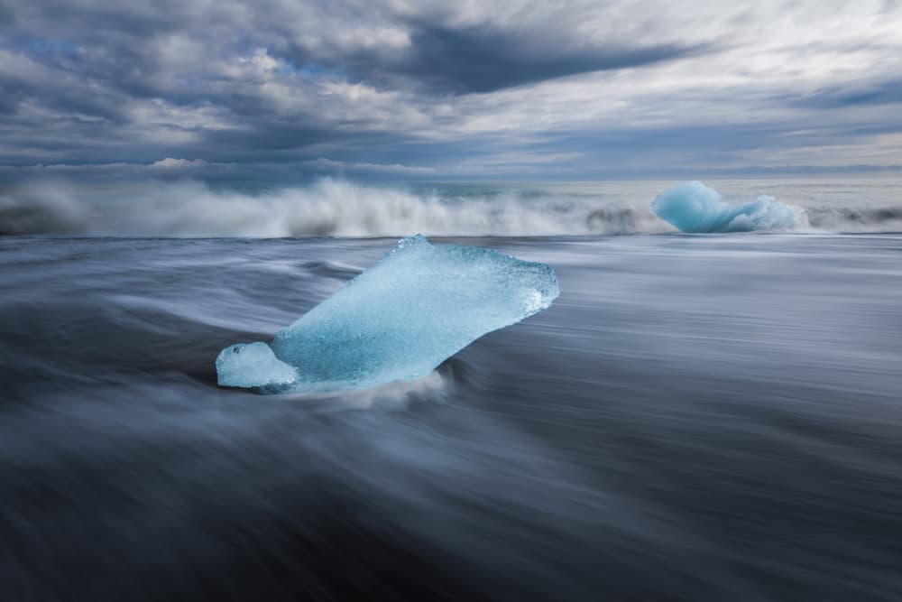 Blue Ice Black Sand by Irene Wu — canvas wall art