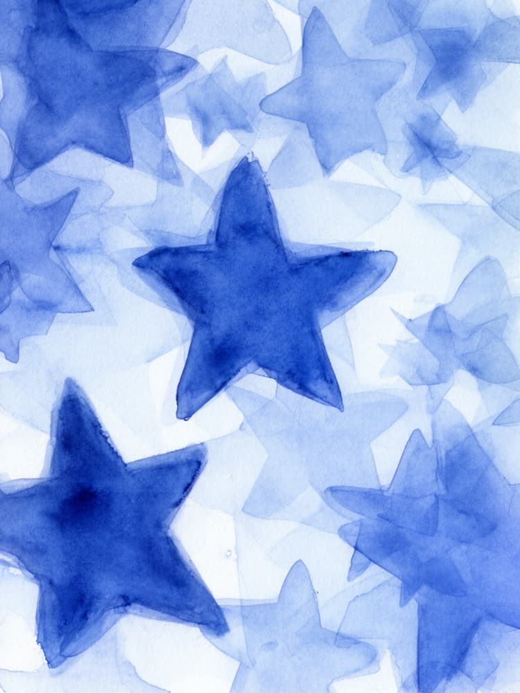 Blue Watercolor Stars by Ohkimiko — canvas wall art