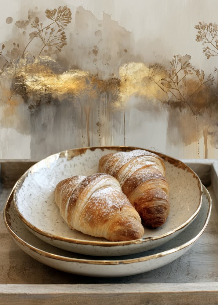 Morning Croissants Gold Abstract by Justyna Jaszke — canvas wall art