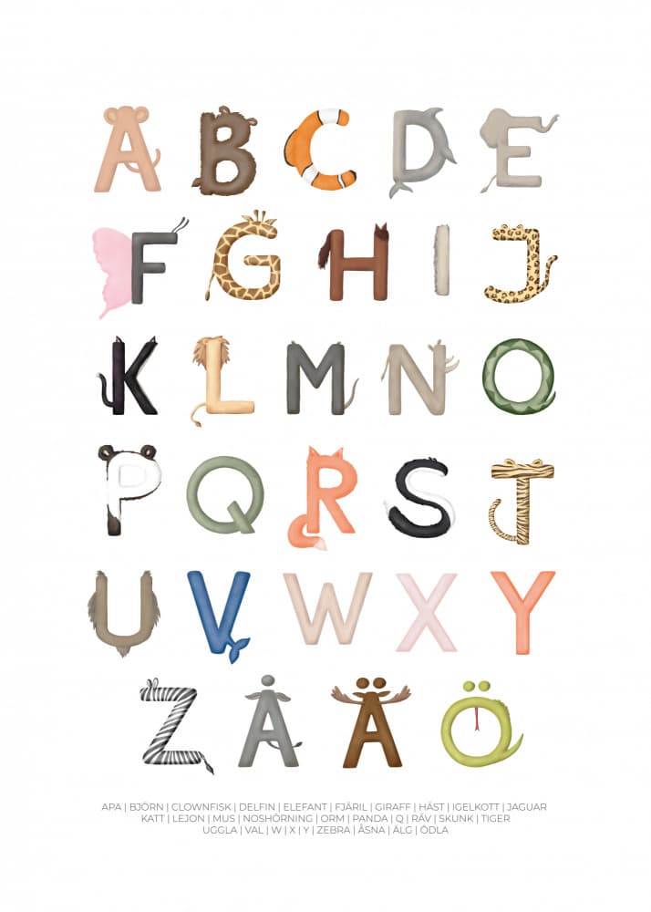 Playful Animal Alphabet by Aminah Eleonora — canvas wall art