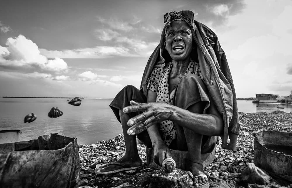 Struggling Woman Waterfront by João Coelho — canvas wall art