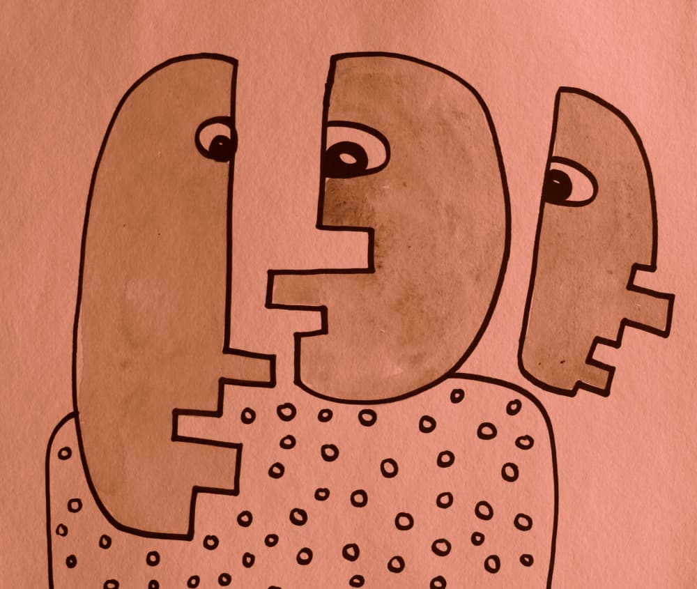 Three Stylized Faces by Santhosh ch — canvas wall art
