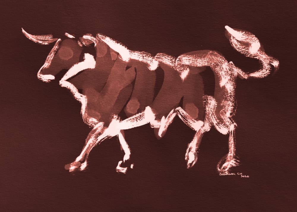 Powerful Striding Bull by Santhosh ch — canvas wall art