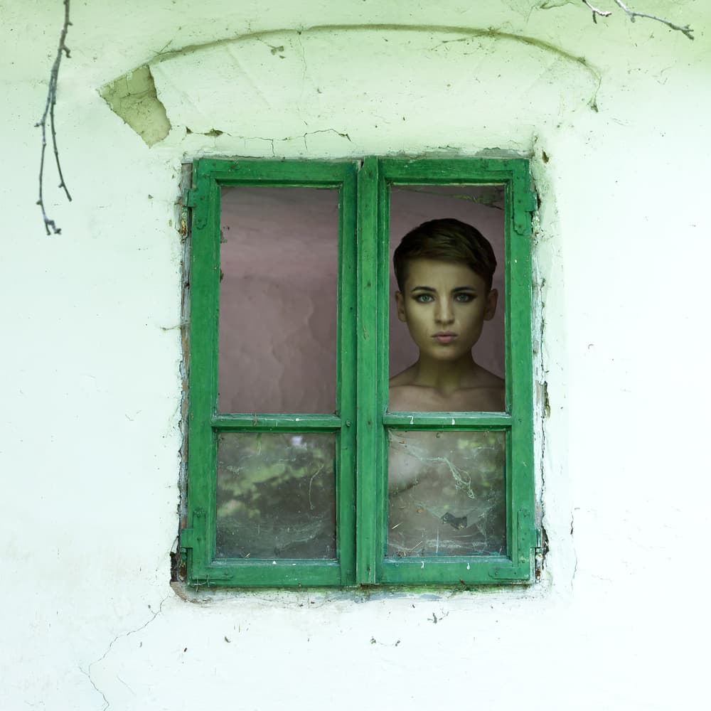 Girl at the Green Window by Marius Cinteza — canvas wall art