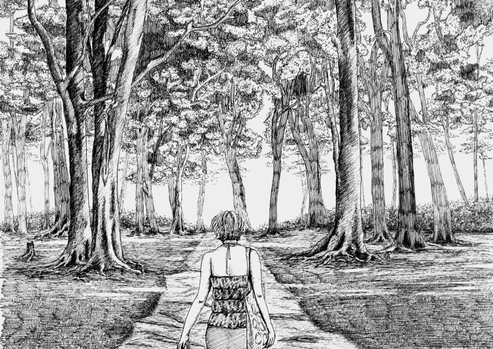 Woman's Forest Path by Shreya Prasad — canvas wall art