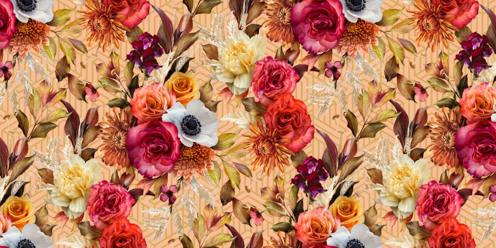 Lush Autumn Floral Pattern by Sue Skellern — canvas wall art