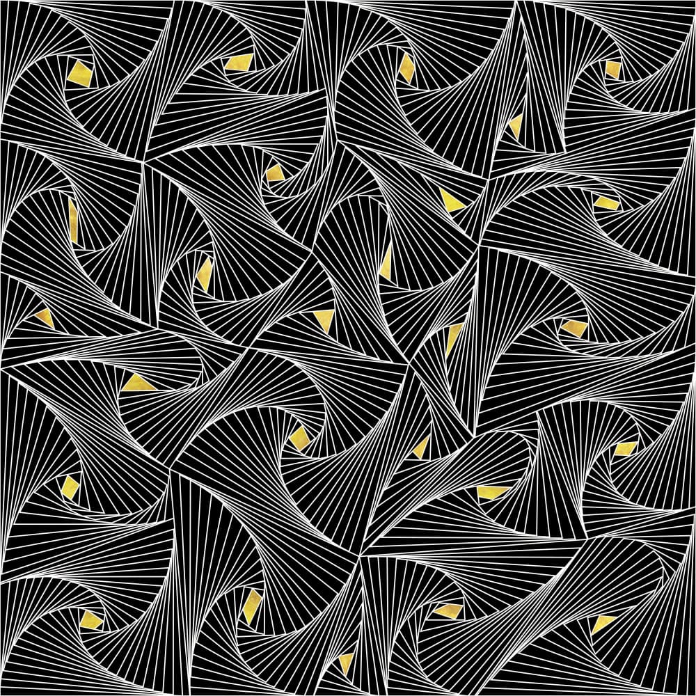 Golden Swirling Geometry by Angelo Cerantola — canvas wall art