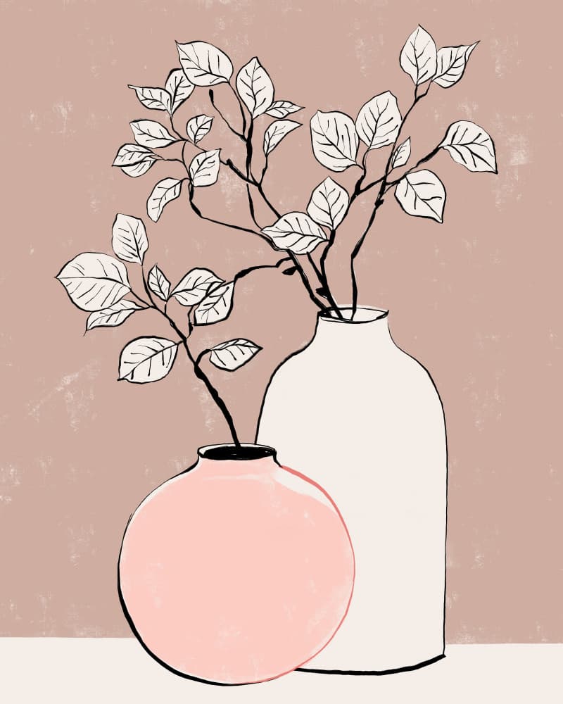 Blush Pink Botanical Vases by CATS AND DOTZ — canvas wall art