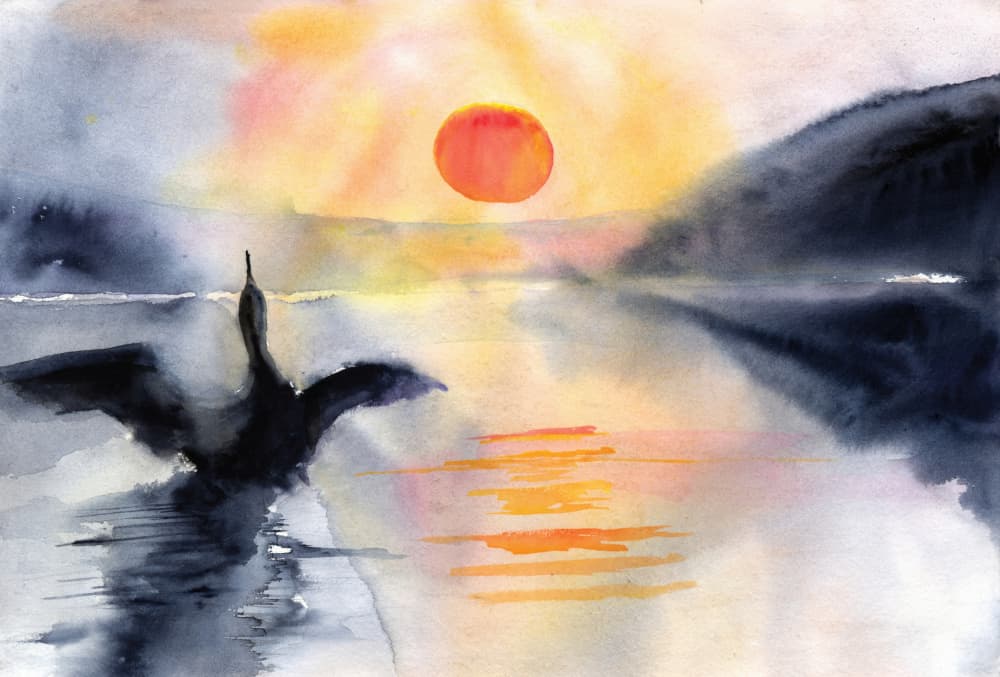Serene Lake Bird by RodMacIver — canvas wall art