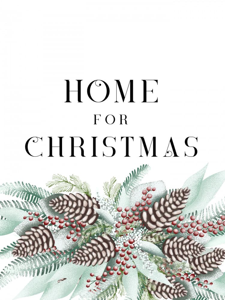 Home For Christmas Garland by Rosana Laiz Blursbyai — canvas wall art