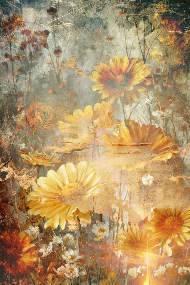 Golden Floral Garden by Rafal Kulik — canvas wall art