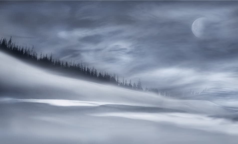 Misty Winter Moon by Heidi Westum — canvas wall art